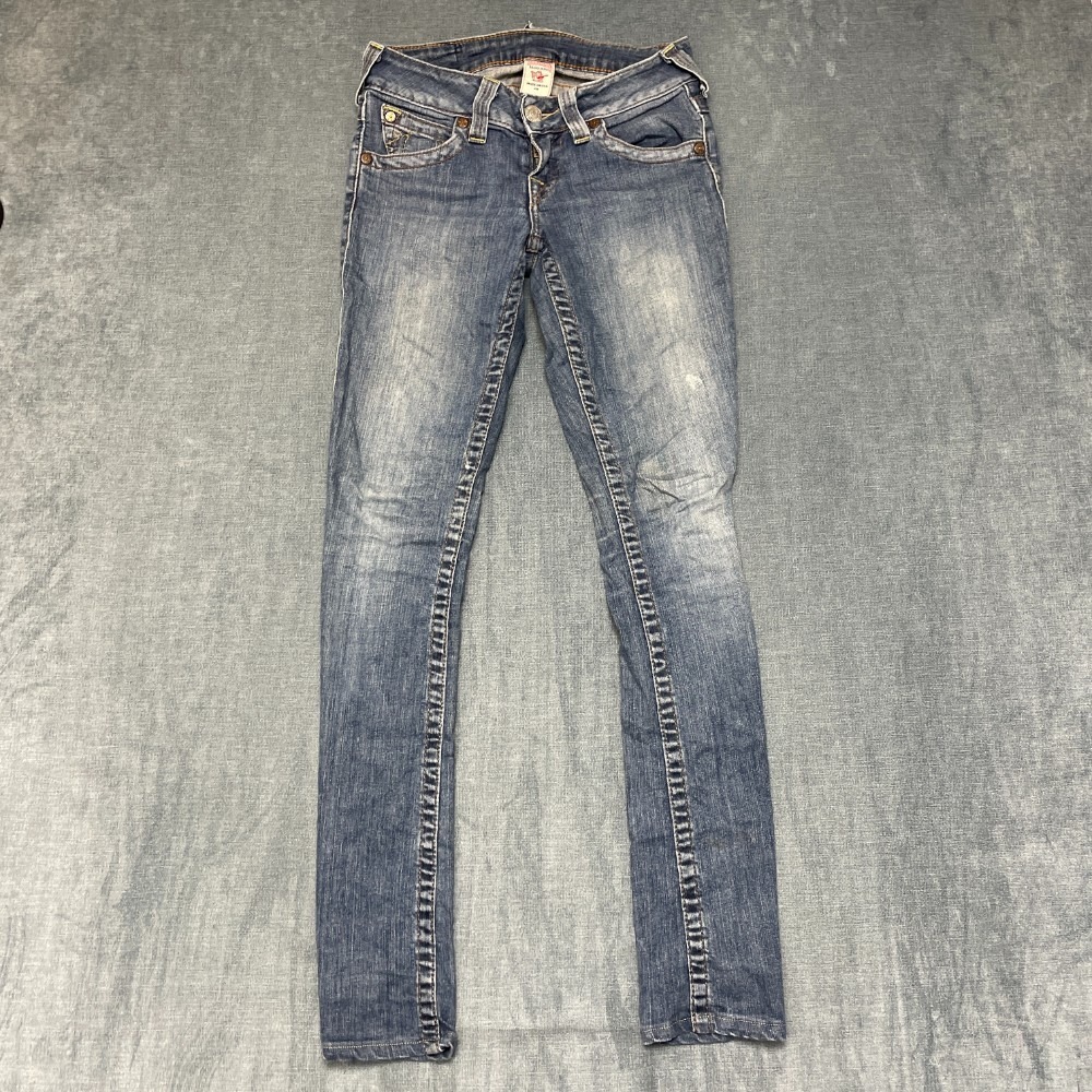 True Religion High Rise Jeans Womens 26 Blue Denim Logo Bootcut Leg Made In USA